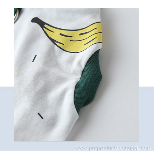 mascota de dos colores con estampado de plátano de dibujos animados de algodón elástico
